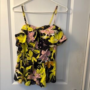 Who What Wear size M Floral Ruffle shirt with Straps